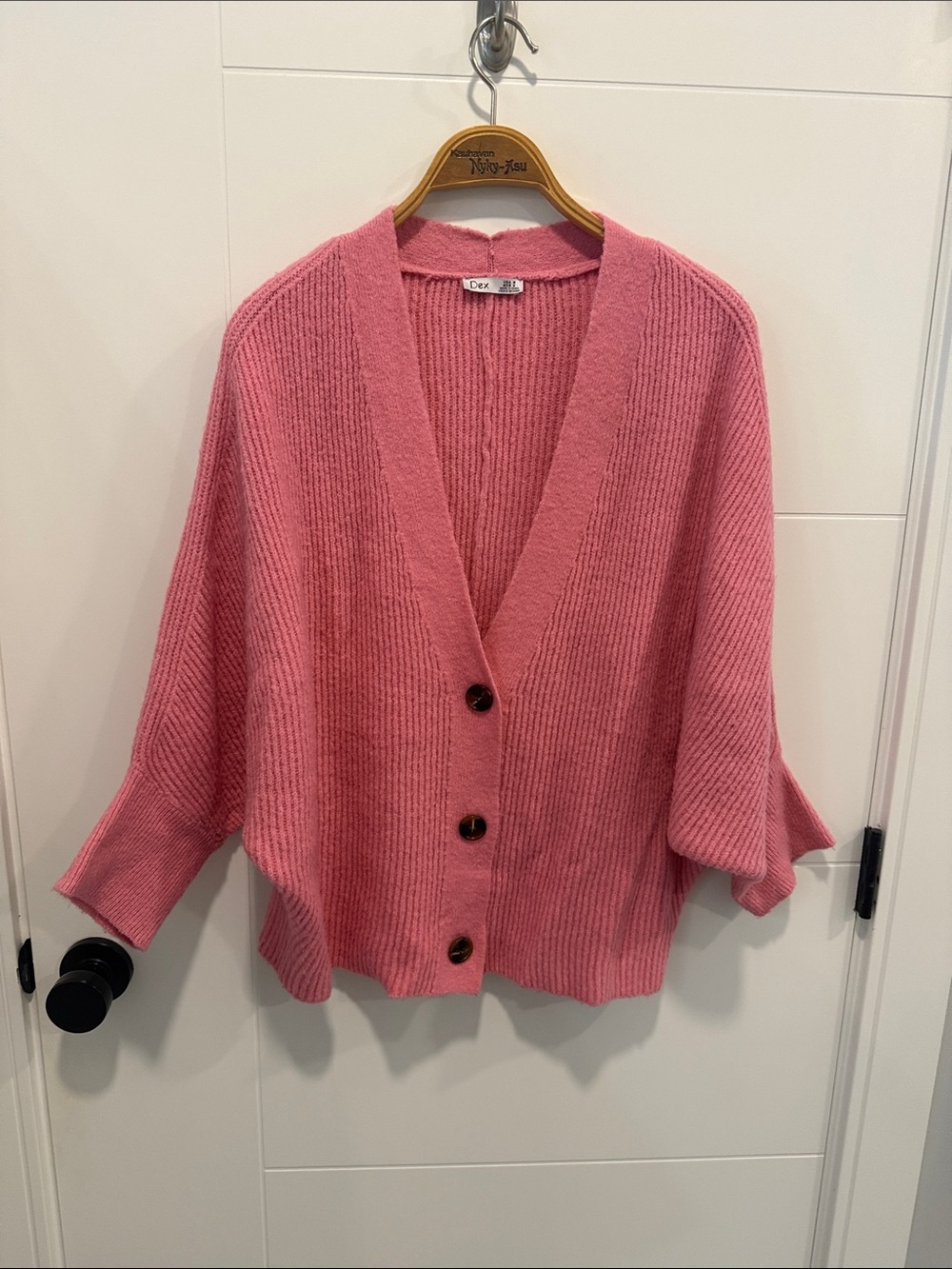 Dex Rose Pink V-Neck Button Cardigan Sweater